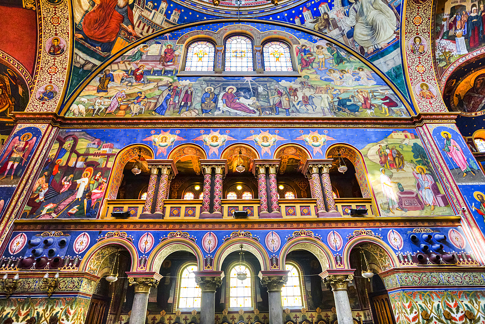 Frescoes, Holy Trinity Cathedral, founded in 1902; Sibiu, Transylvania Region, Romania