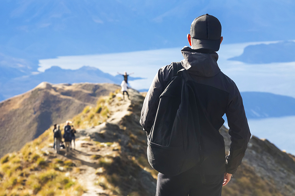 The strenuous yet highly rewarding hike to Roys Peak in Wanaka. The hike is difficult but the views are spectacular; Wanaka, Otago, New Zealand