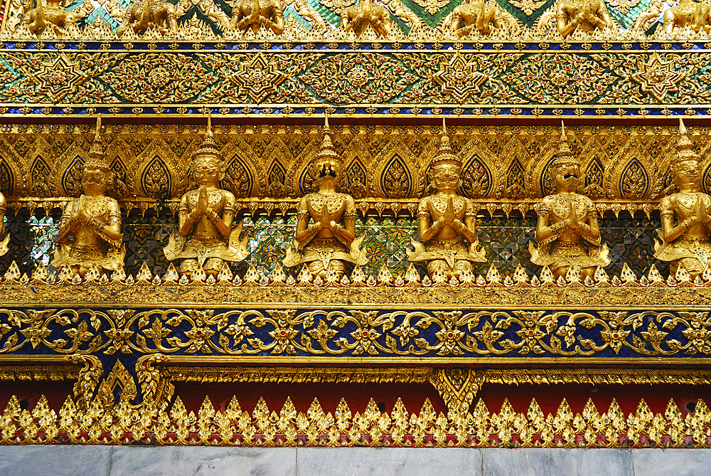 Statues of Krut adorn the library of the Temple of the Emerald Buddha., Phra Mondop Library, The Grand Palace, Bangkok, Thailand.