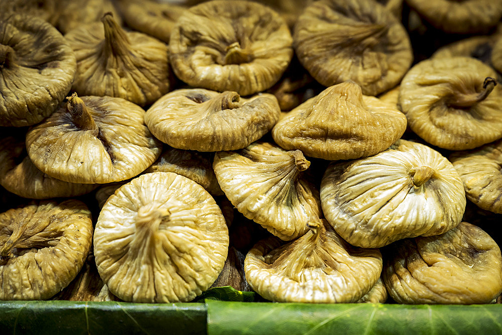 Dried figs for sale at the Spice Market in the Fatih district of Istanbul, Istanbul, Turkey