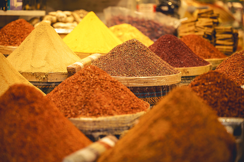 Spices for sale at The Spice Bazaar, Istanbul, Turkey