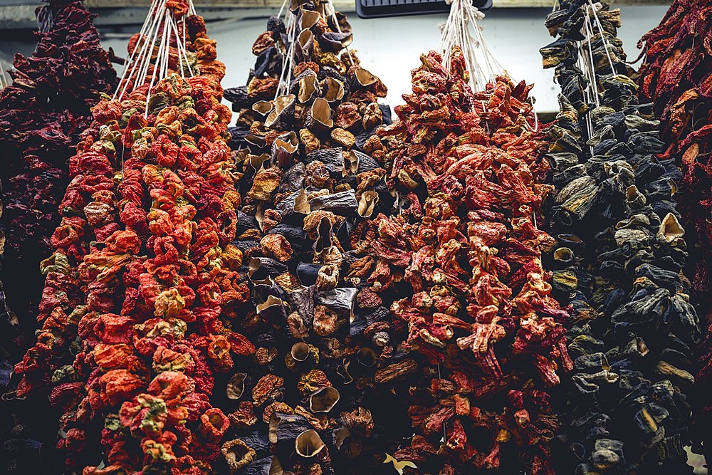 Dried vegetables for sale at the Spice Bazaar, Istanbul, Turkey