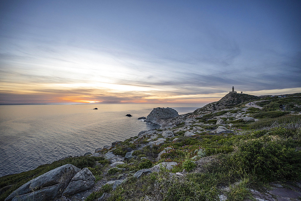 Capo Sandalo Lighthouse on San Pietro Island, on the southwestern coast of Sardinia, Italy, Carloforte, South Sardinia, Italy