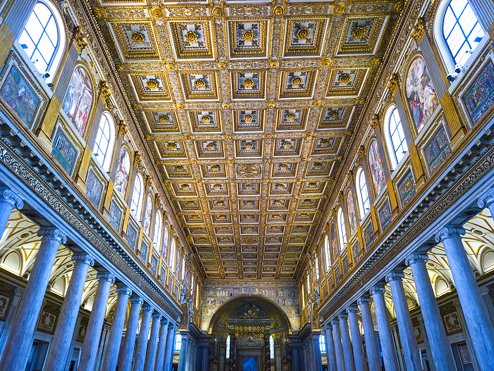 Ornate interior of Santa Maria Maggiore Catholic Church in Rome, Italy, Rome, Italy