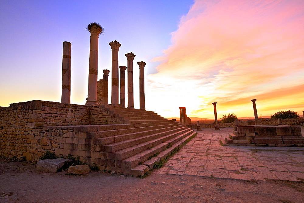 Excavated Roman City, Volubilis, UNESCO World Heritage Site, Morocco, North Africa, Africa