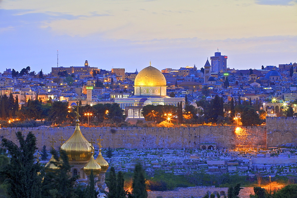 View of Jerusalem, UNESCO World Heritage Site, from The Mount of Olives, Jerusalem, Israel, Middle East