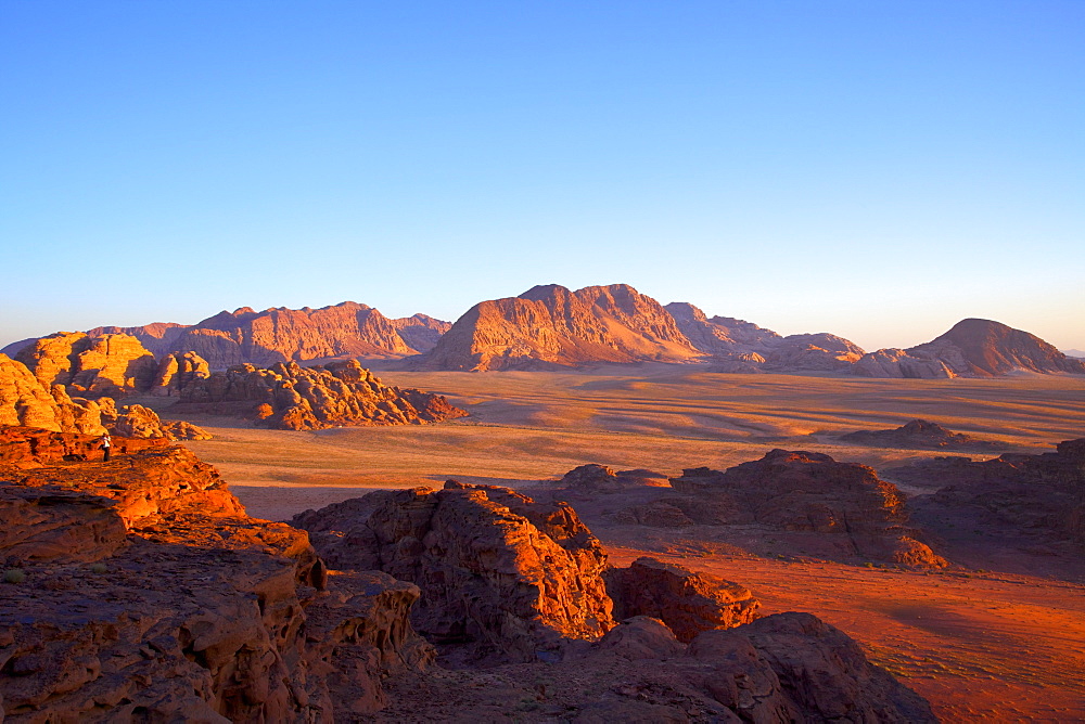 Tourist at Wadi Rum, Jordan, Middle East