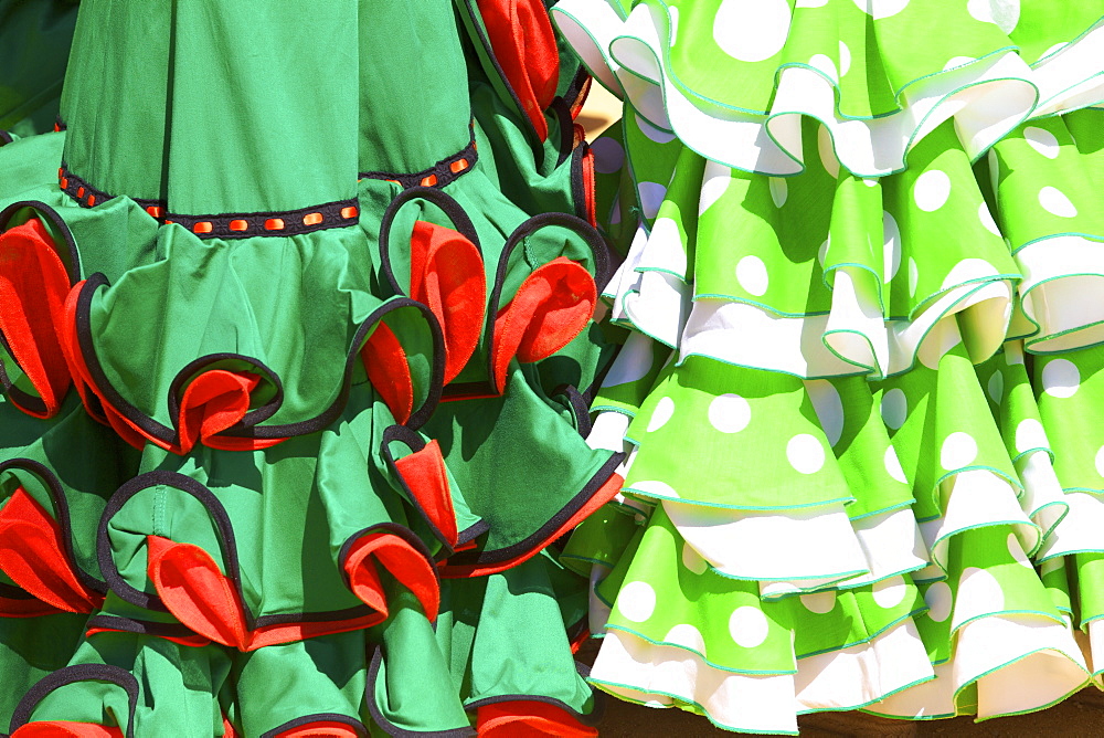 Traditional Spanish dress, Annual Horse Fair, Jerez de la Frontera, Cadiz Province, Andalucia, Spain, Europe