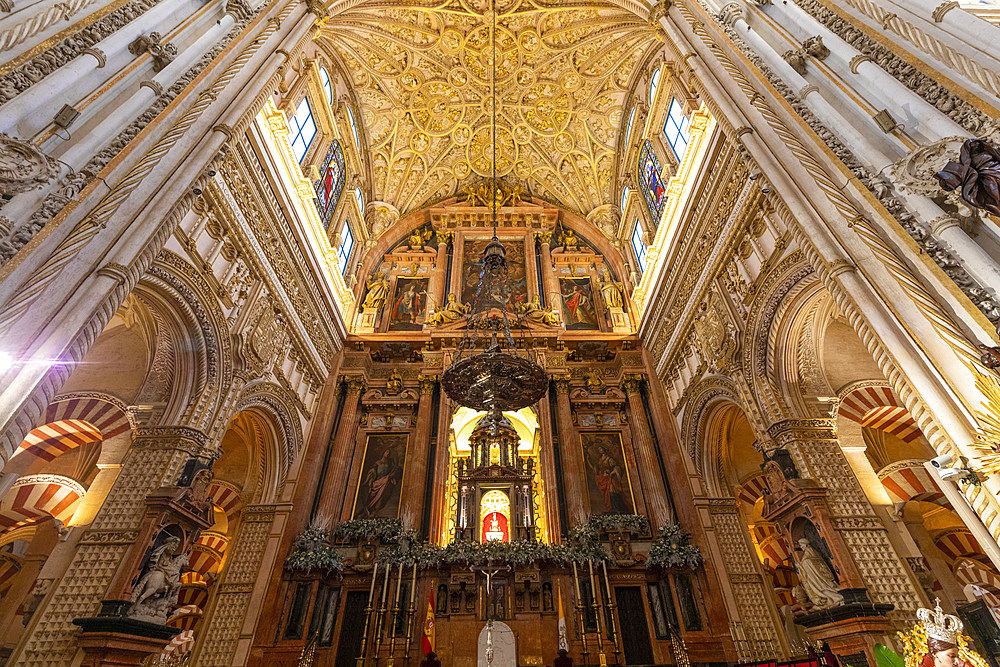 Interior of The Mosque (Mezquita) and Cathedral of Cordoba, UNESCO World Heritage Site, Cordoba, Andalusia, Spain, Europe