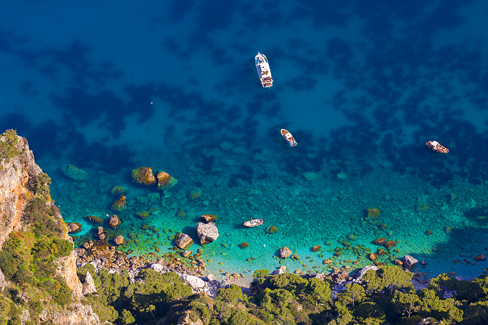 The Coastline of the Island of Capri, Campania, Italy, Europe