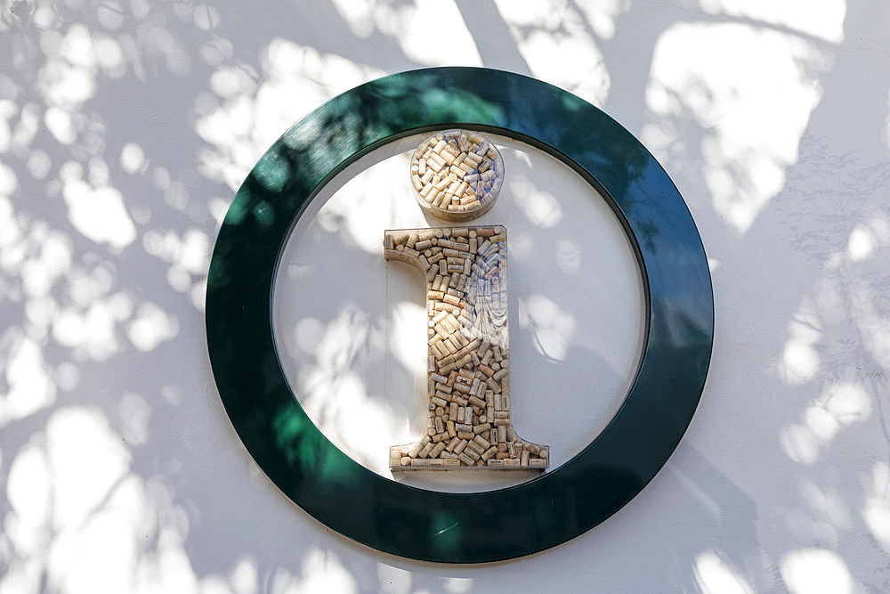 Stellenbosch Information Sign Made of Wine Corks, Stellenbosch, Western Cape Province, South Africa, Africa