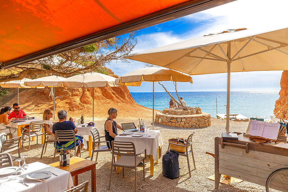 Es Bol Nou Beach and Restaurant, Ibiza, Balearic Islands, Spain, Mediterranean, Europe