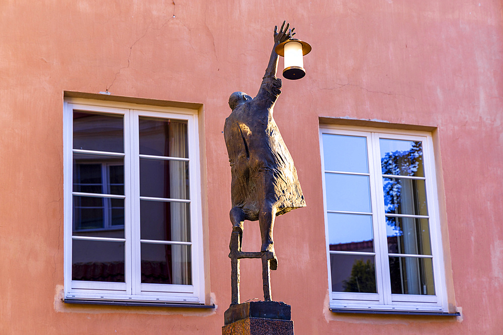 Statue of Lamplighter by Vytautas Nalivaika, Vilnius Lithuania, Northern Europe