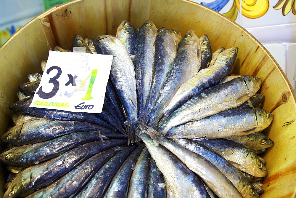 Sardines in Mercado Central (Central Market), Valencia, Spain, Europe