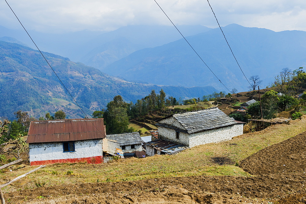 Himalaya range viewed from the Dhampus Mountain village, Nepal, Asia