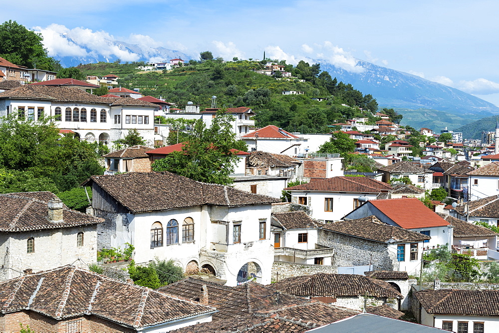 Ottoman houses built on the hills overlooking Berat, UNESCO World Heritage Site, Berat, Albania, Europe