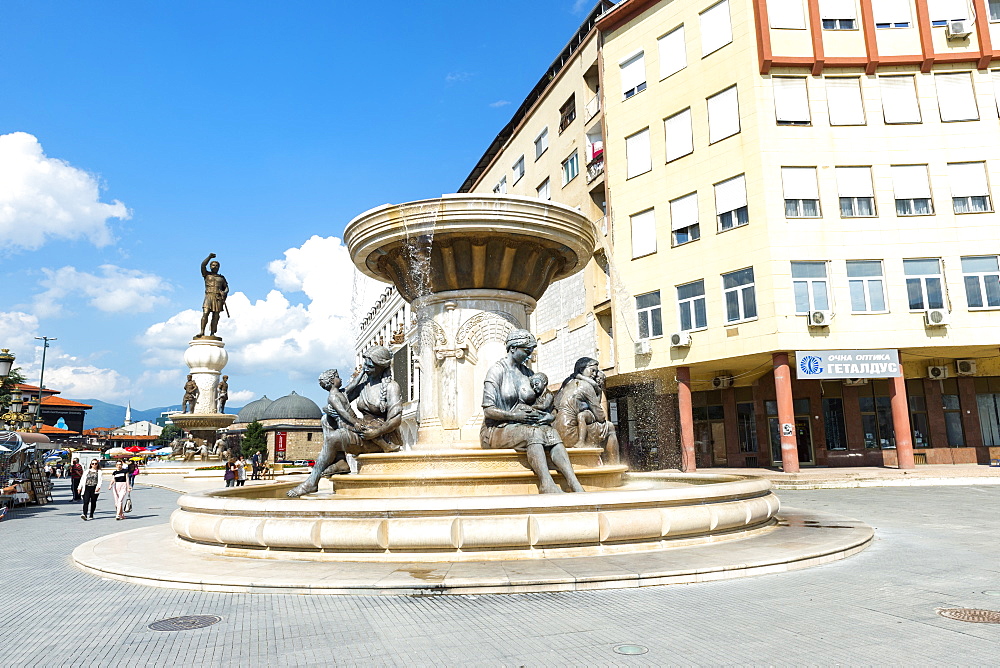 Olympias Monument and fountain, Skopje, Macedonia, Europe