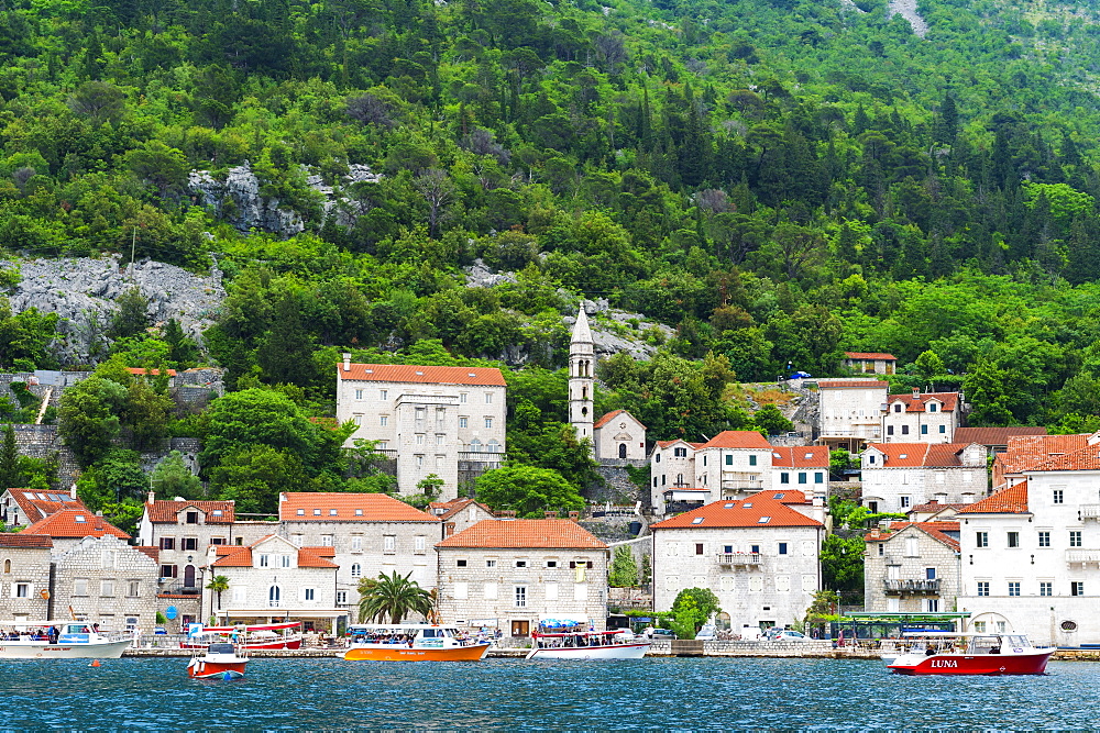 Perast waterfront in Montenegro, Europe