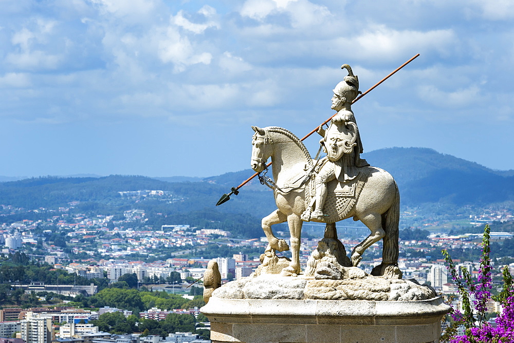 Sao Longuinhos equestrian statue, Santuario do Bom Jesus do Monte (Good Jesus of the Mount Sanctuary), UNESCO World Heritage Site, Tenoes, Braga, Minho, Portugal, Europe