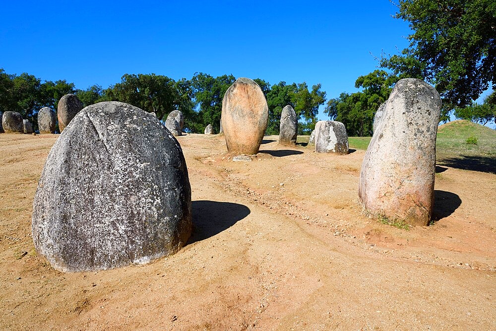 Almendres Cromlech, Megalithic Site, Nossa Senhora de Guadalupe, Valverde, Evora, Alentejo, Portugal, Europe