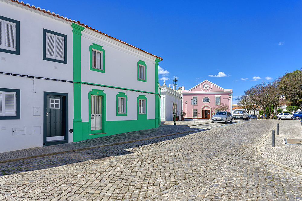 Street and municipal library, Lagoa, Algarve, Portugal, Europe