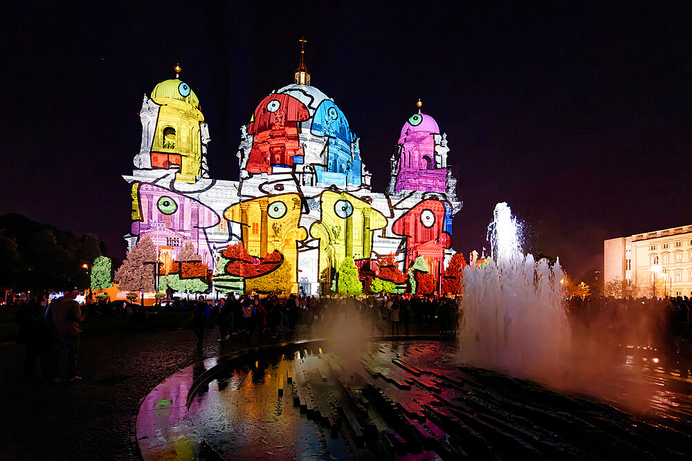 Berlin Cathedral during the Festival of Lights, UNESCO World Heritage Site, Museum Island, Unter den Linden, Berlin, Germany, Europe