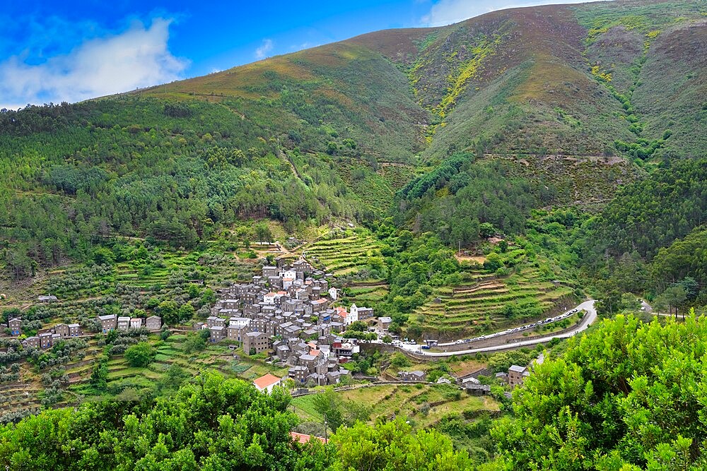 View over Piodao schist medieval mountain village, Serra da Estrela, Beira Alta, Portugal, Europe