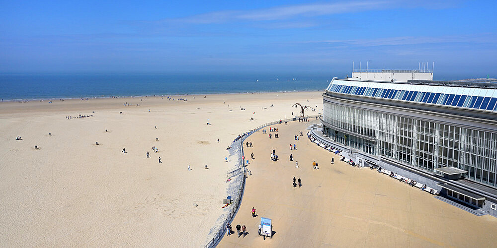 Promenade along the beach and the casino, Ostend, Belgium, Europe