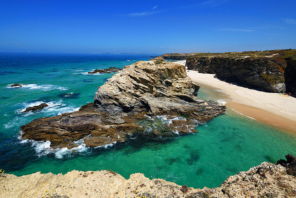 Sandy beach of Samouqueira, Vicentina coast, Porto Covo, Sines, Alentejo, Portugal, Europe