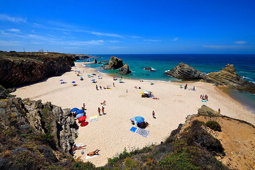 Sandy beach of Samouqueira, Vicentina coast, Porto Covo, Sines, Alentejo, Portugal, Europe