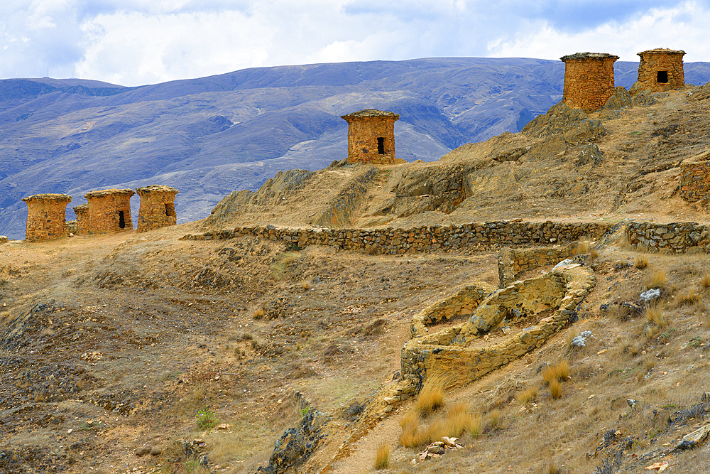 Chullpas at Ninamarca pre-Inca archaeological site, Paucartambo province, Cusco region, Peru, South America