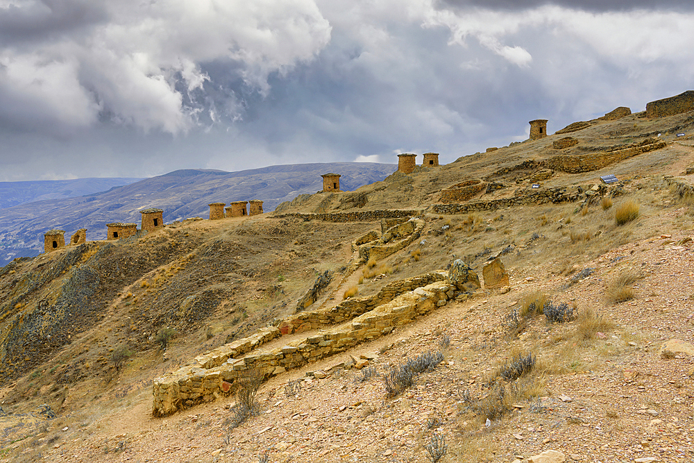 Chullpas at Ninamarca pre-Inca archaeological site, Paucartambo province, Cusco region, Peru, South America