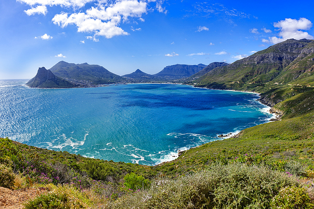 Panorama over Hout Bay and the Atlantic Ocean, Cape Town, South Africa, Africa