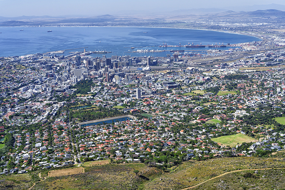 View of Cape Town from top of Table Mountain, Cape Town, South Africa, Africa