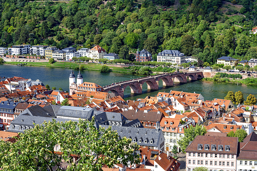 Heidelberg city center with the Old Bridge, Heidelberg, Baden Wurttemberg, Germany, Europe