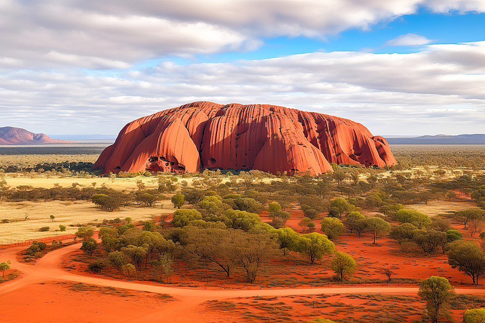 Aerial view of Uluru (Ayers Rock), Australia, AI Generated, Northern Territories, Australia, Pacific