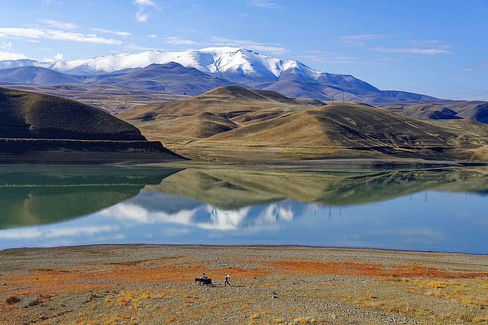 Mountains reflecting in Van Lake, Van, Anatolia, Turkey, Asia Minor, Asia