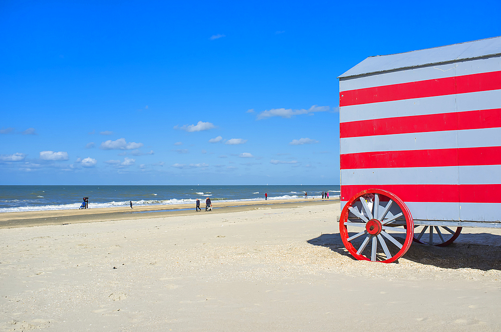 Beach huts, La Panne Beach, West Flanders, Belgium