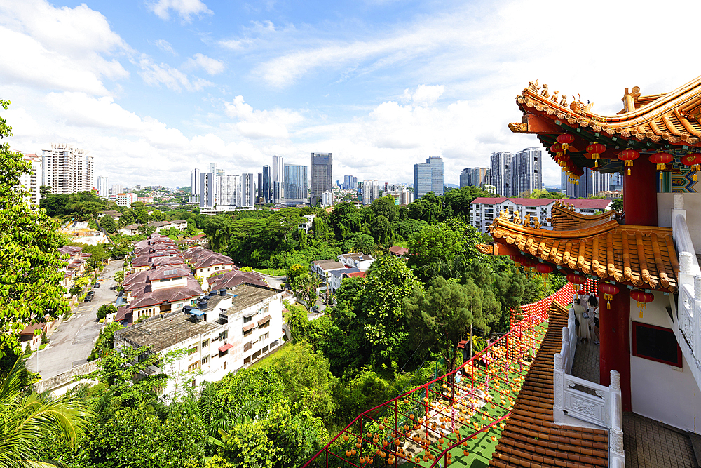 Thean Hou Temple to the Goddess Mazu and Kuala Lumpur skyline, Malaysia, Asia