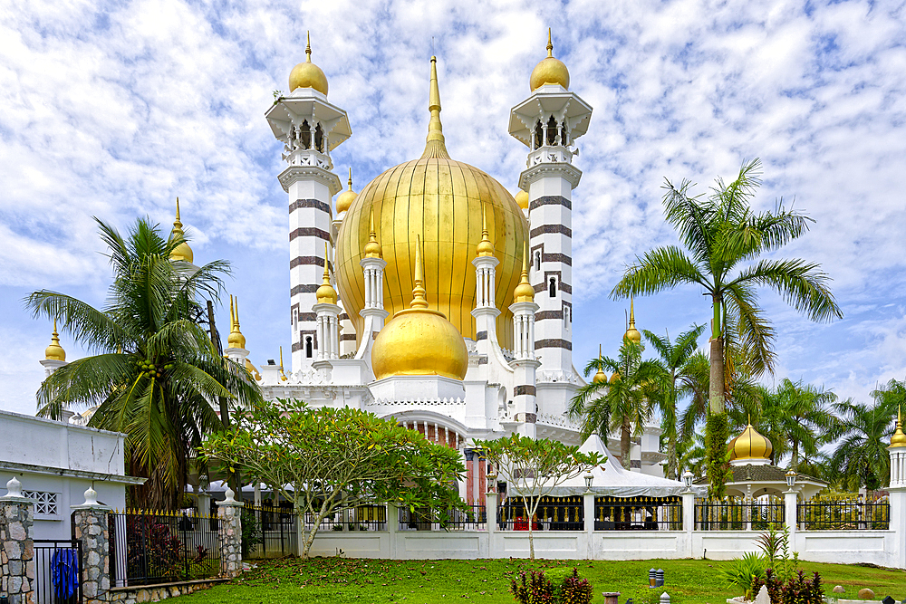 Ubudiah Mosque with golden dome in Moorish style, Kuala Kangsar, Perak state, Malaysia