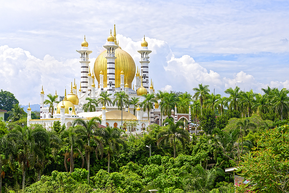 Ubudiah Mosque with golden dome in Moorish style, Kuala Kangsar, Perak state, Malaysia