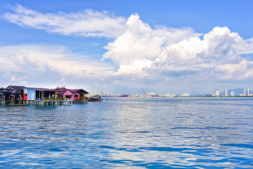 Stilts houses in front of Tan jetty, George Town, Penang, Malaysia