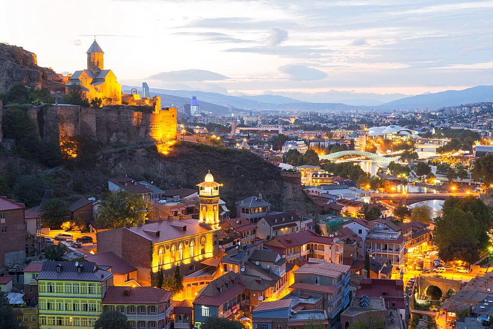 Tbilisi at night, Georgia, Caucasus, Asia