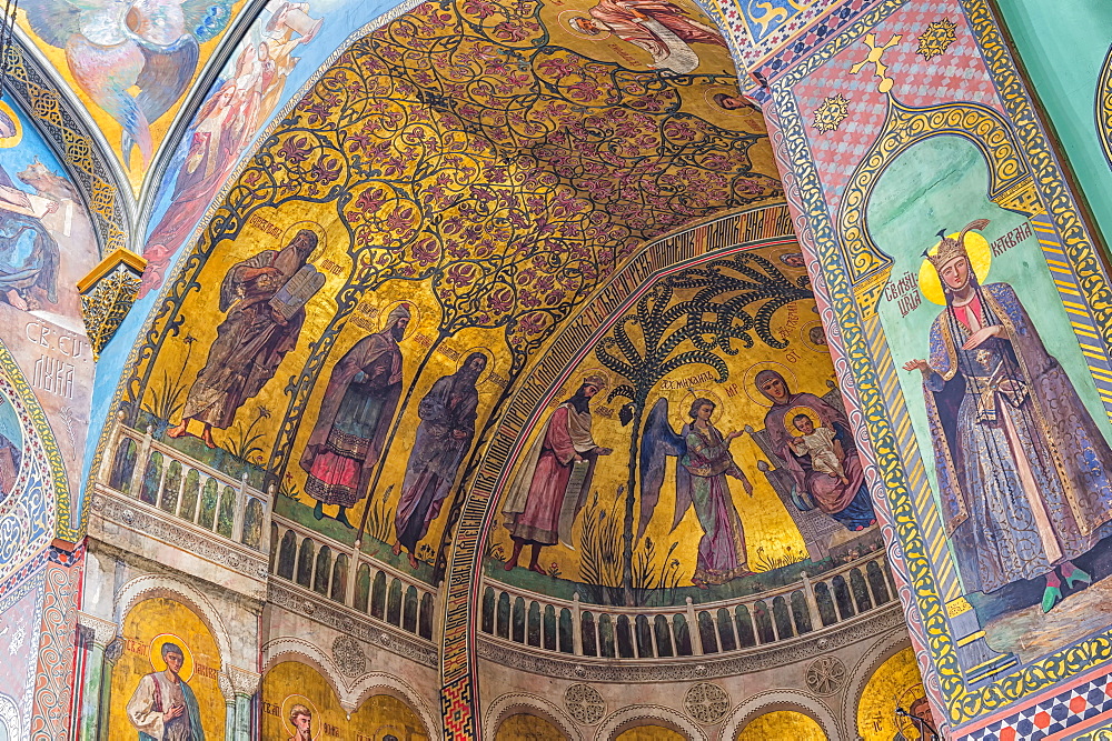 Sioni Cathedral, interior frescoes representing Biblical scenes, Tbilisi, Georgia, Caucasus, Asia