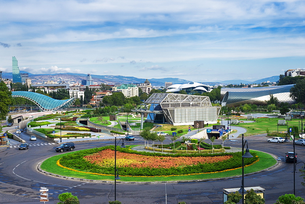 Evropis (Europe) roundabout, Concert Hall and Exhibition Centre, Lower Cable car station, Tbilisi, Georgia, Caucasus, Asia