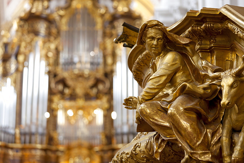 Interior detail of the Cathedral of St. Stephan, Passau, Bavaria, Germany, Europe