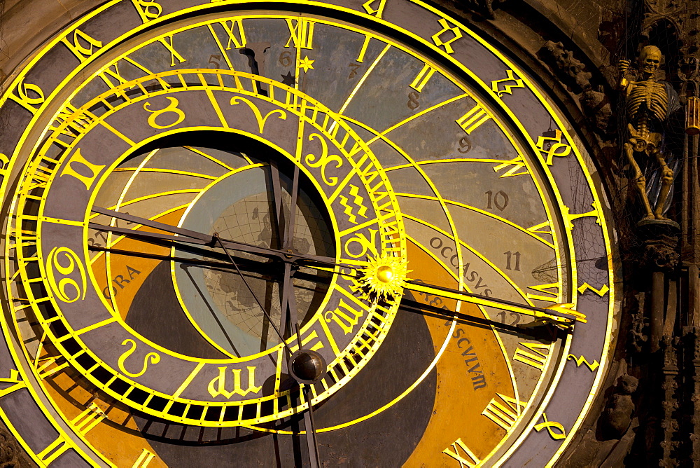 Astronomical Clock on the Town Hall, Old Town Square, UNESCO World Heritage Site, Prague, Czech Republic, Europe