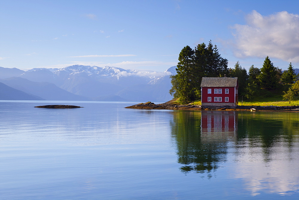 An idyllic rural island in the Hardanger Fjord, Hordaland, Norway, Scandinavia, Europe