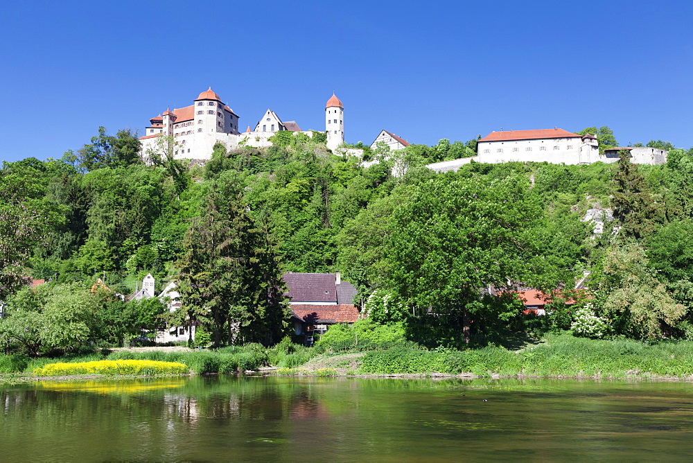 Harburg Castle at Wornitz River, Harburg, Romantic Road, Bavarian Swabia, Bavaria, Germany, Europe