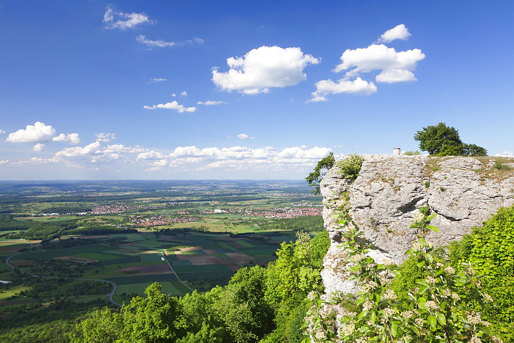 View from Breitenstein Rock, Kirchheim Teck, Swabian Alb, Baden Wurttemberg, Germany, Europe